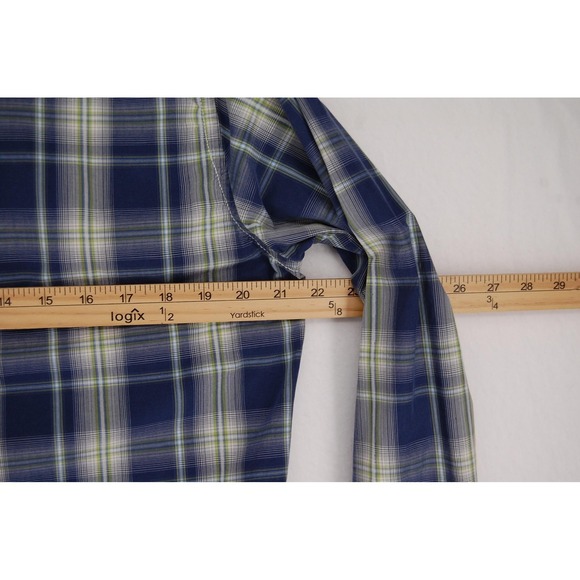 American Eagle Outfitters Shirt Mens Medium Blue Plaid Western Snap Vintage Fit - Picture 8 of 10